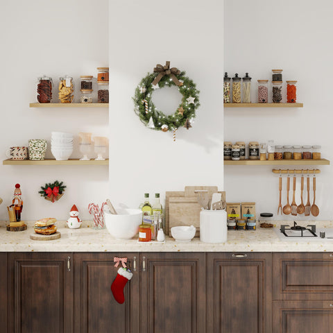 Fun Memories oak floating shelf side angle showing sturdy, space saving design