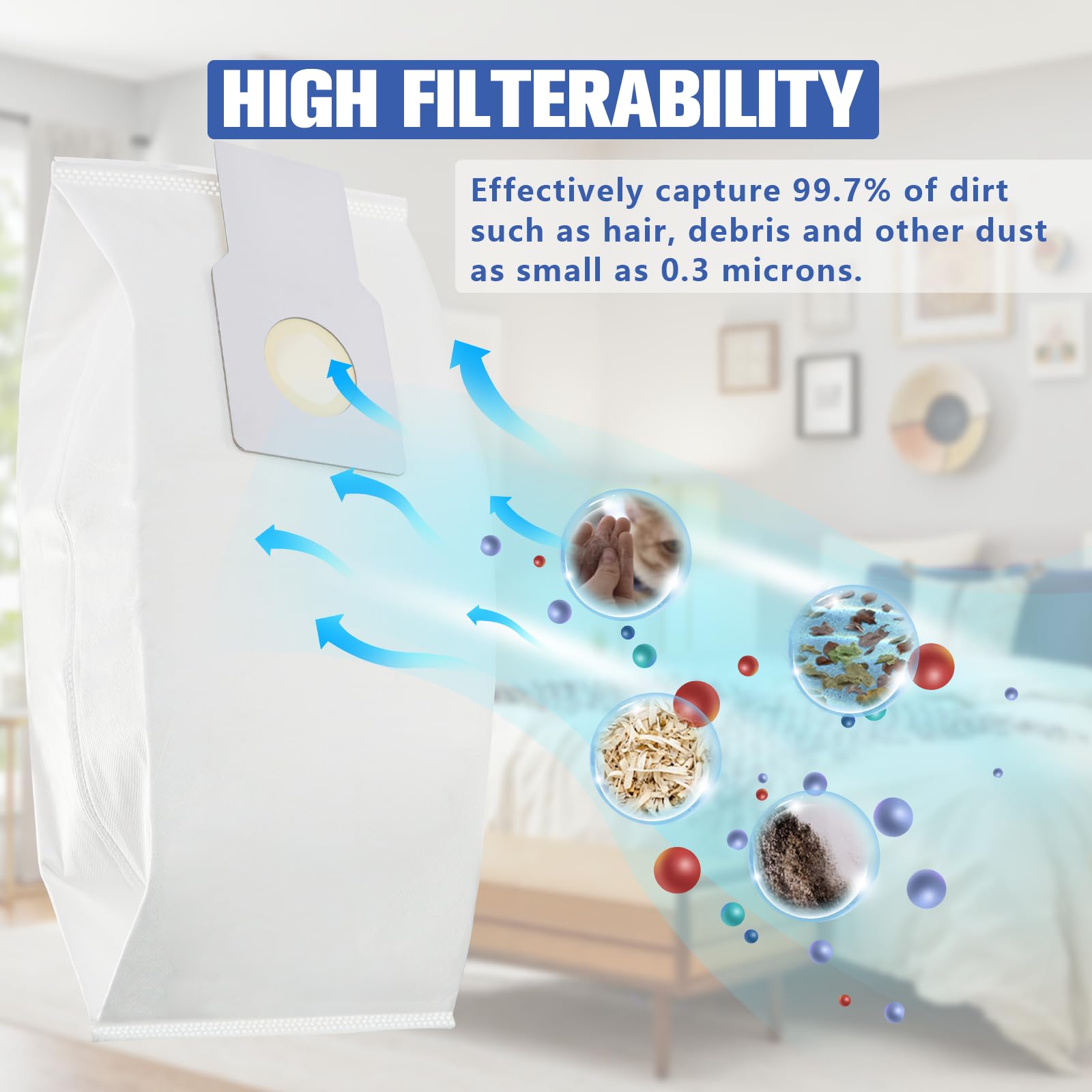 Cloth HEPA bag weave detail highlighting tear resistance and airflow