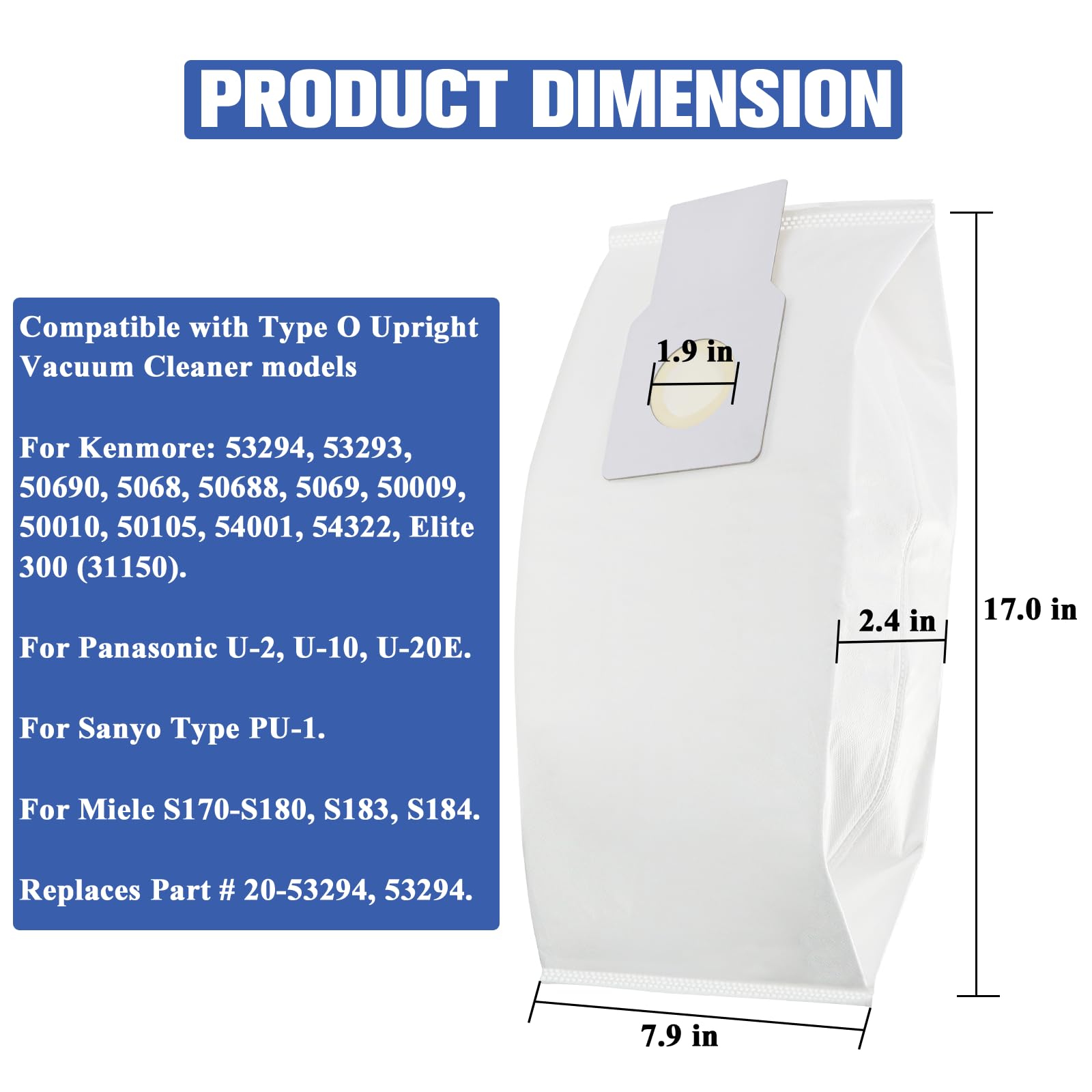 Kenmore upright compatibility pack image with 12 bags for multiple models