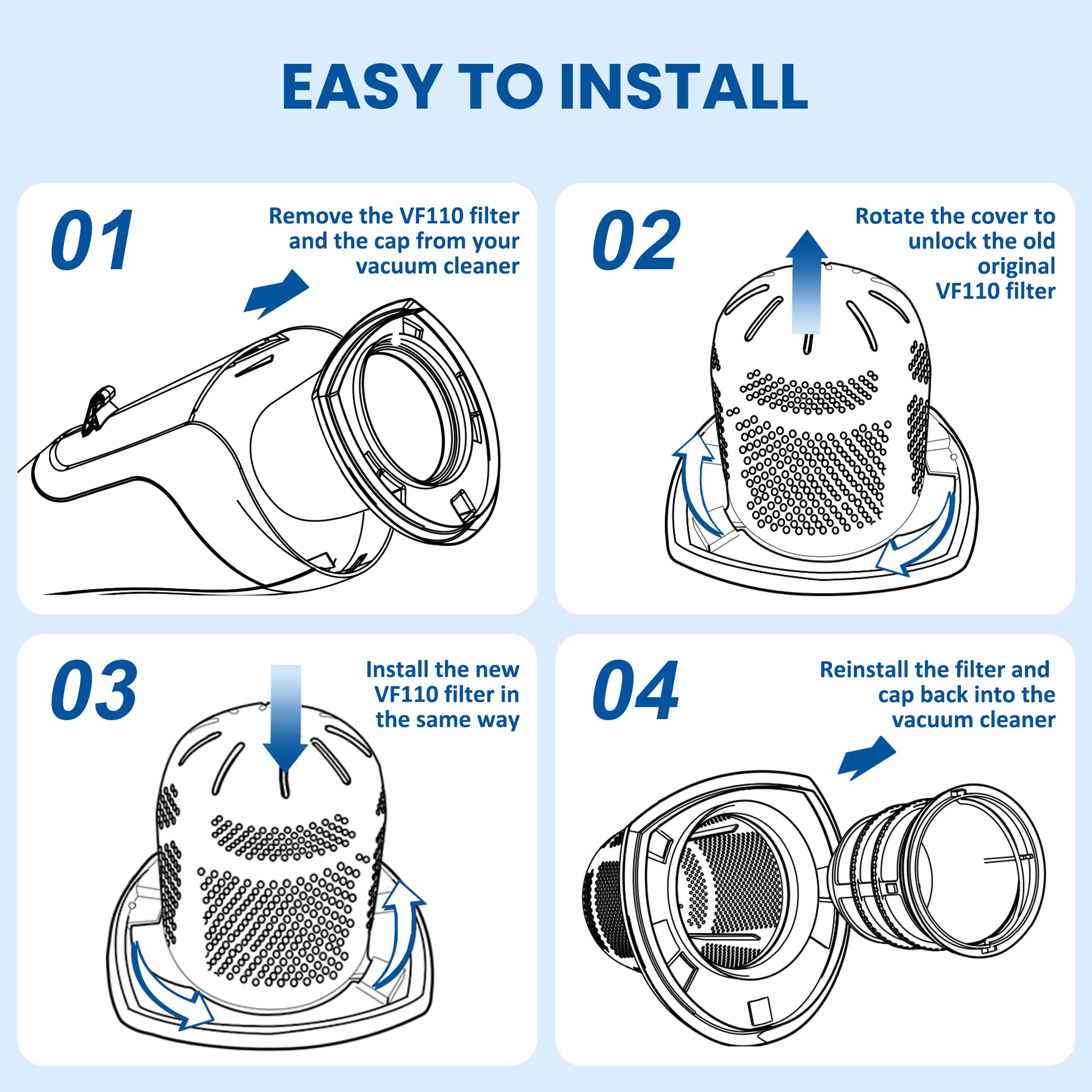 Funmit VF110 compatible with Black & Decker CHV vacuums.