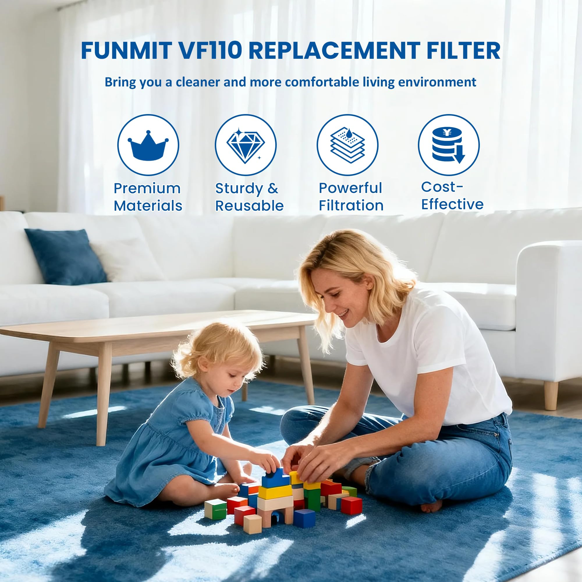 Funmit VF110 no-tools filter swap for fast maintenance.