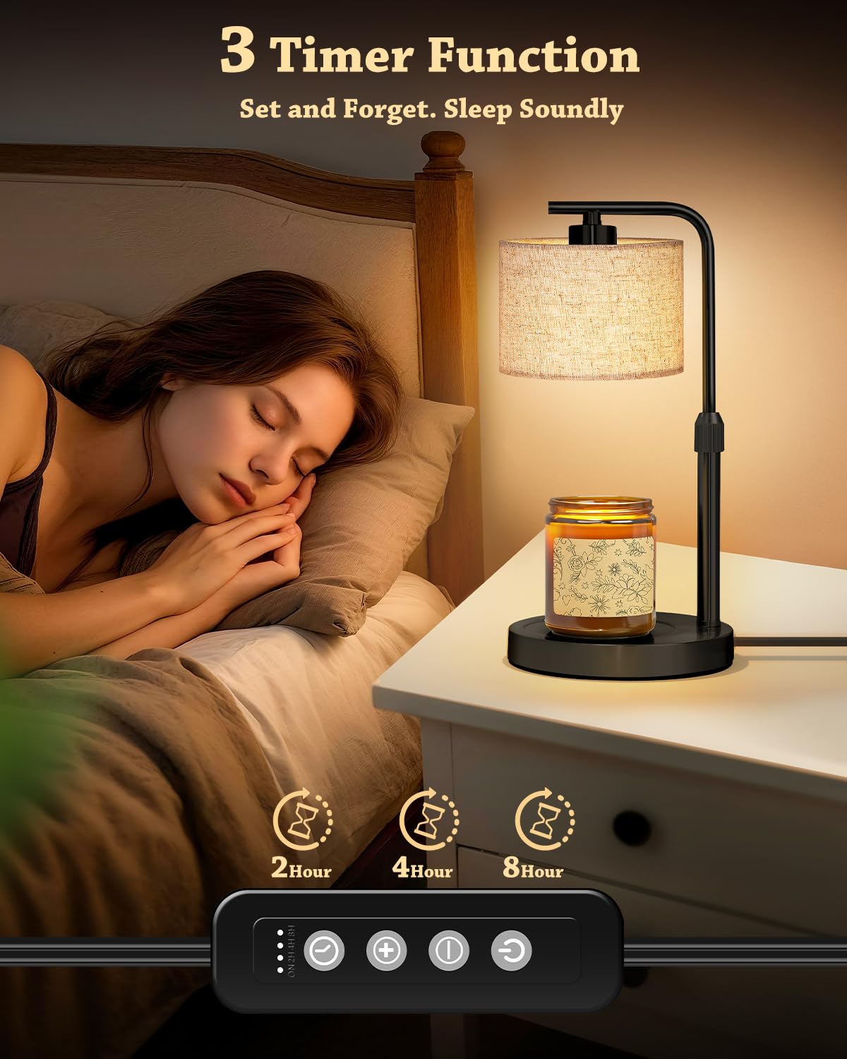 Funnybehom candle warmer lamp fabric shade creates soft, textured glow for cozy spaces.