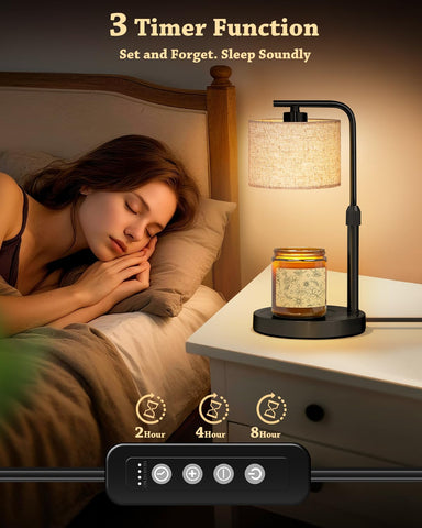 Funnybehom candle warmer lamp fabric shade creates soft, textured glow for cozy spaces.