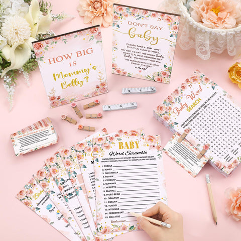 Funnymoom bingo game cards with floral design for baby showers