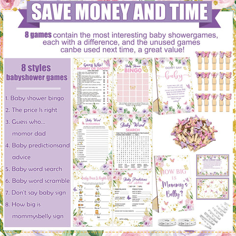 Funnymoom butterfly bingo cards for interactive baby shower fun