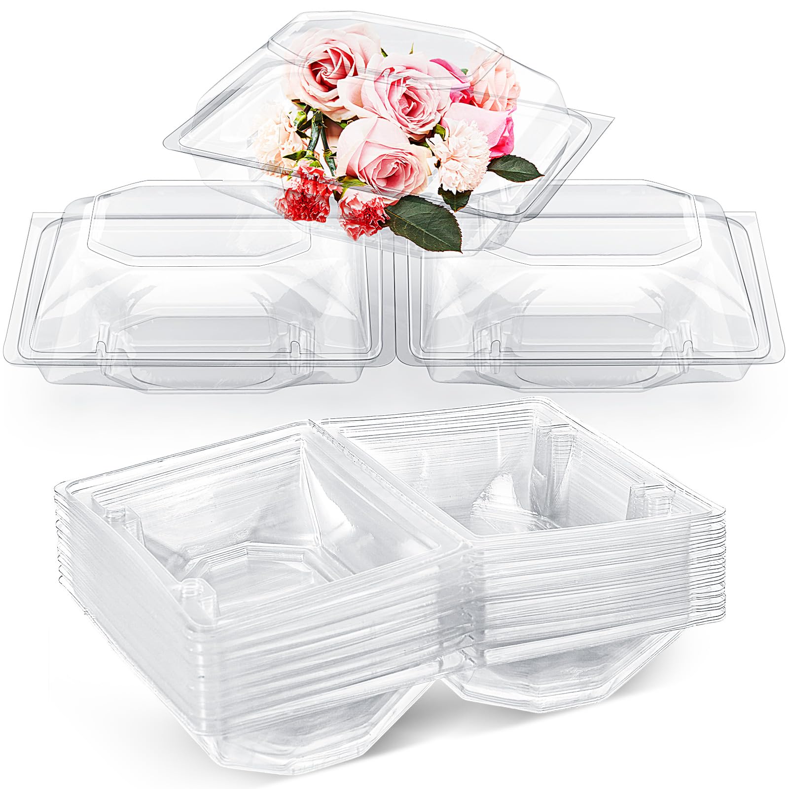 Funnymoom corsage box in clear front view showcases blooms vividly.