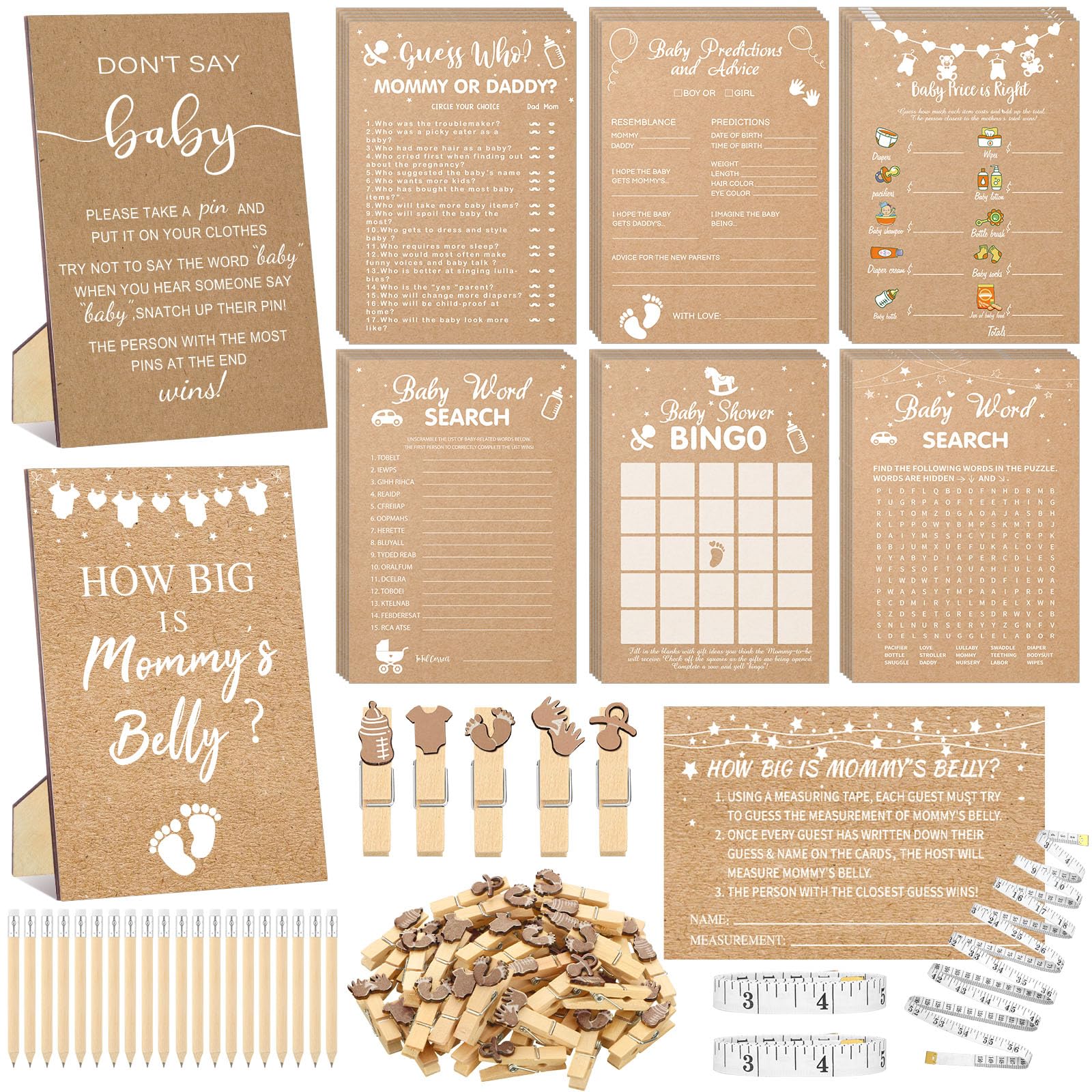 Funnymoom kraft baby shower bingo cards for interactive guest fun