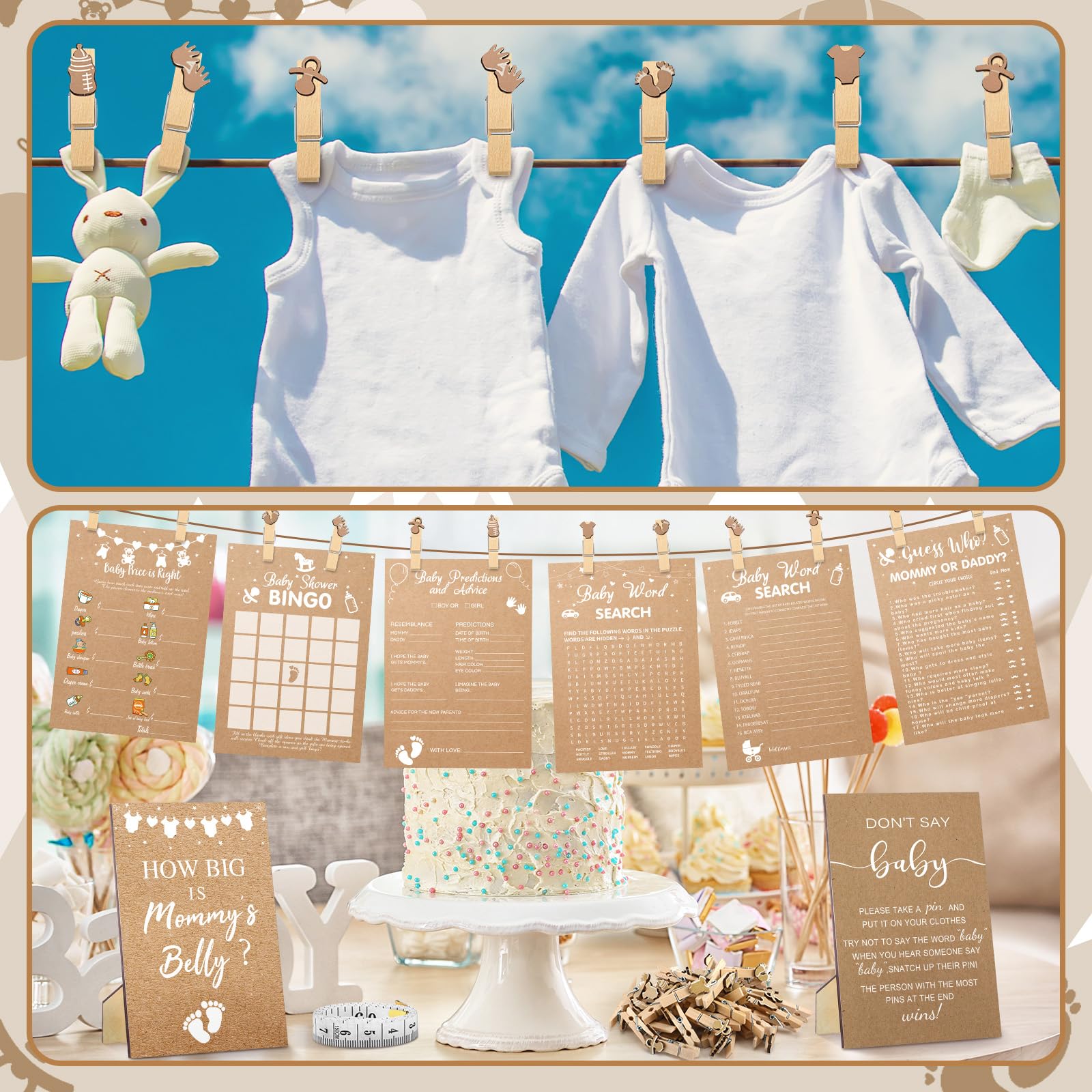 Funnymoom kraft baby shower prediction and advice cards for wishes