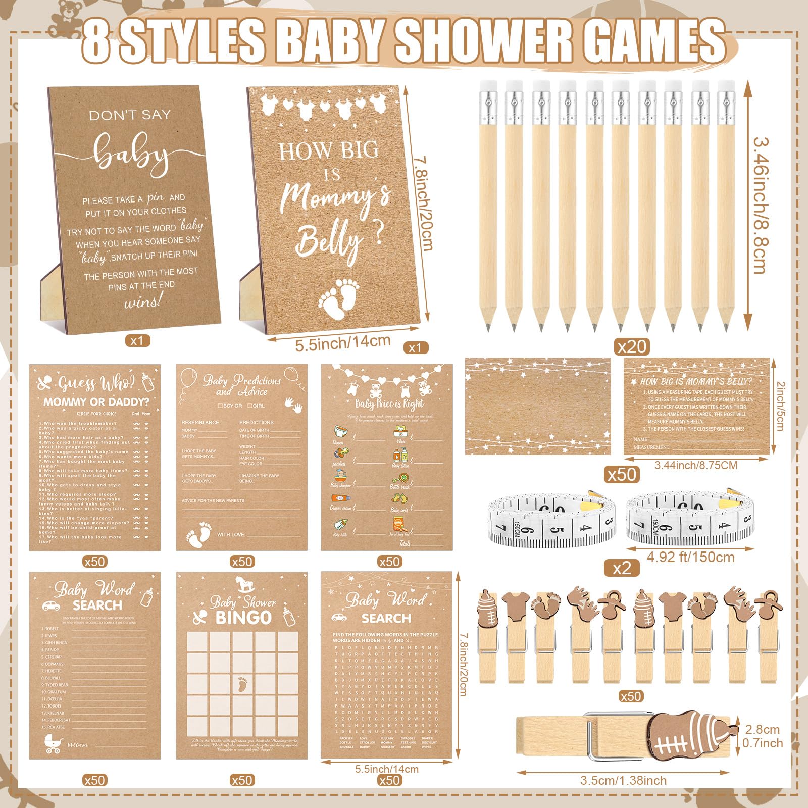 Funnymoom kraft baby shower word scramble cards for crowd engagement