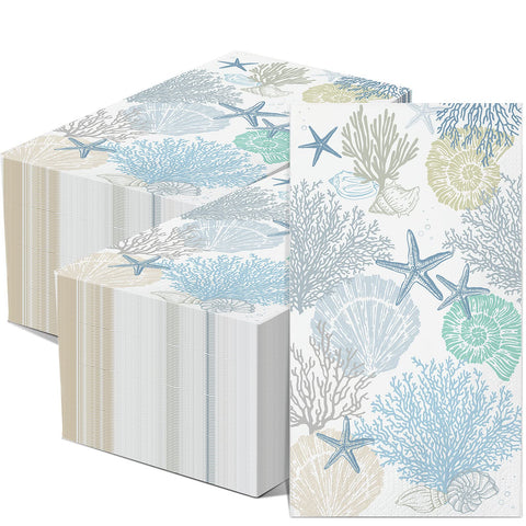 Funrous seashell napkins coral design for coastal table decor