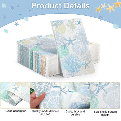 Funrous seashell napkins 3-ply soft touch for comfortable dining