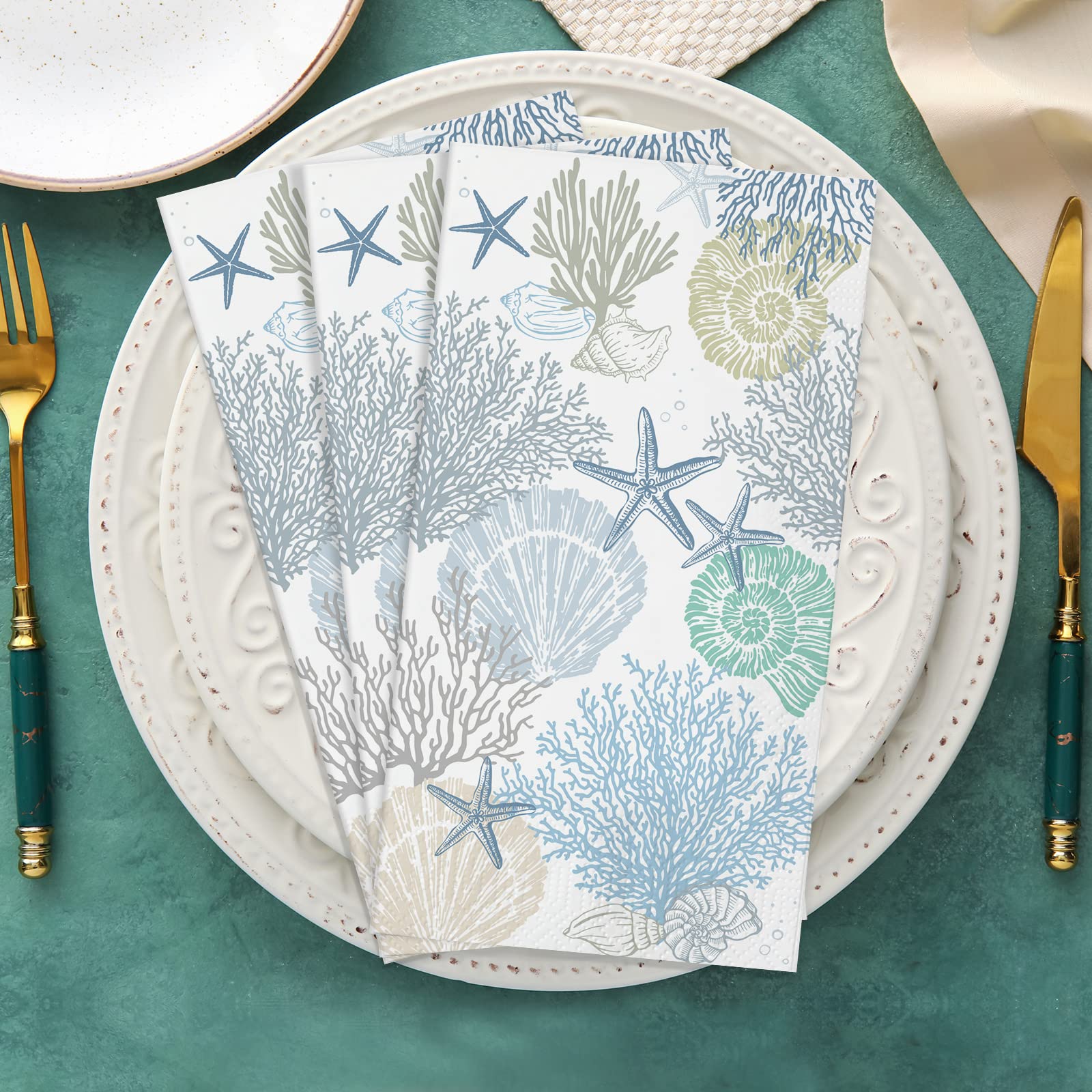 Funrous seashell napkins ocean theme design for celebrations