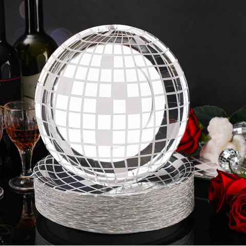 Funtery close-up of disco ball pattern plates, adding glamorous flair