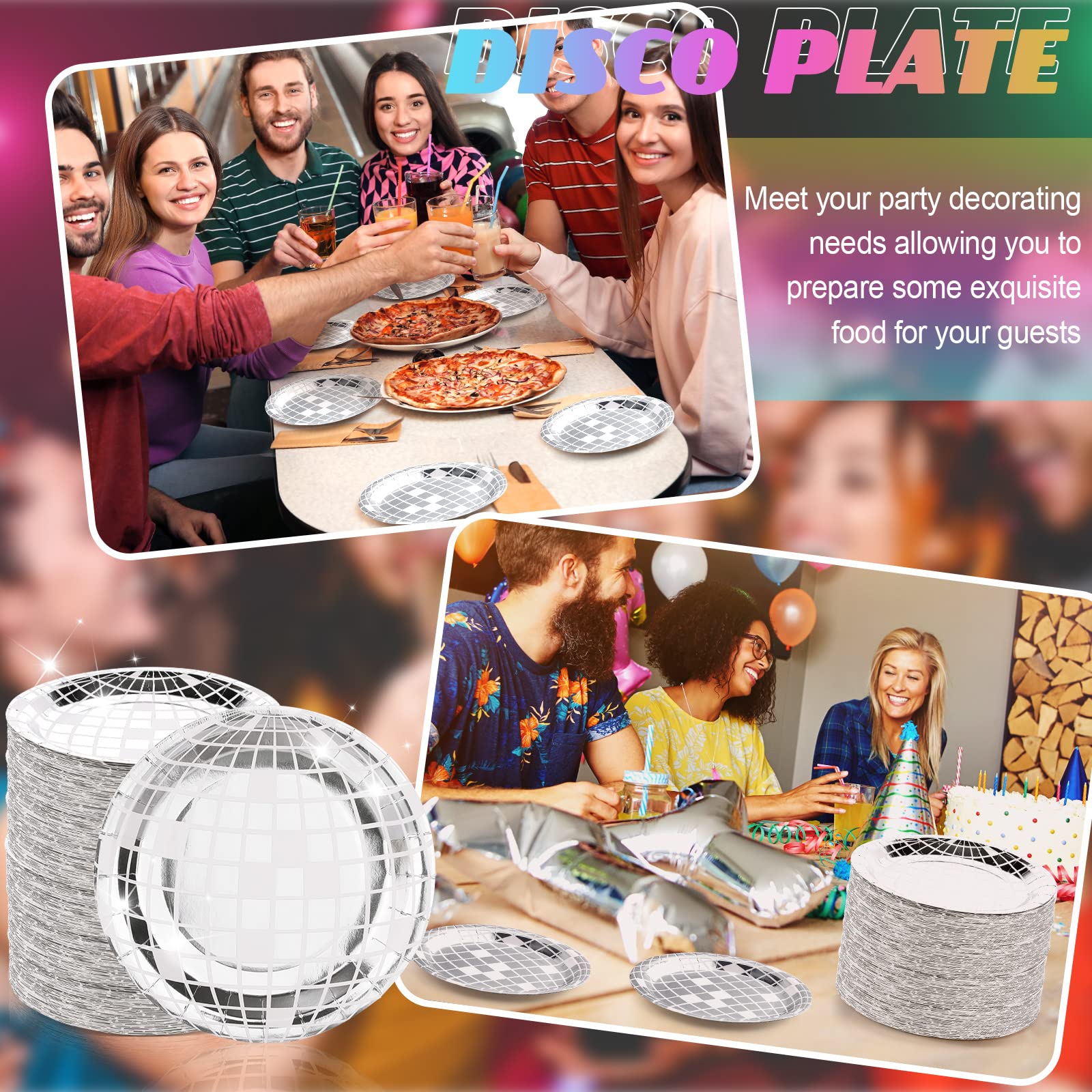 Funtery pack of 100 disco plates ready for events