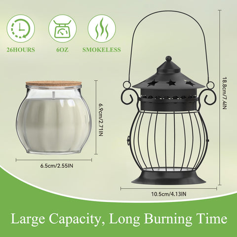FUNXIM citronella candle resting in a lantern ideal for small garden gatherings