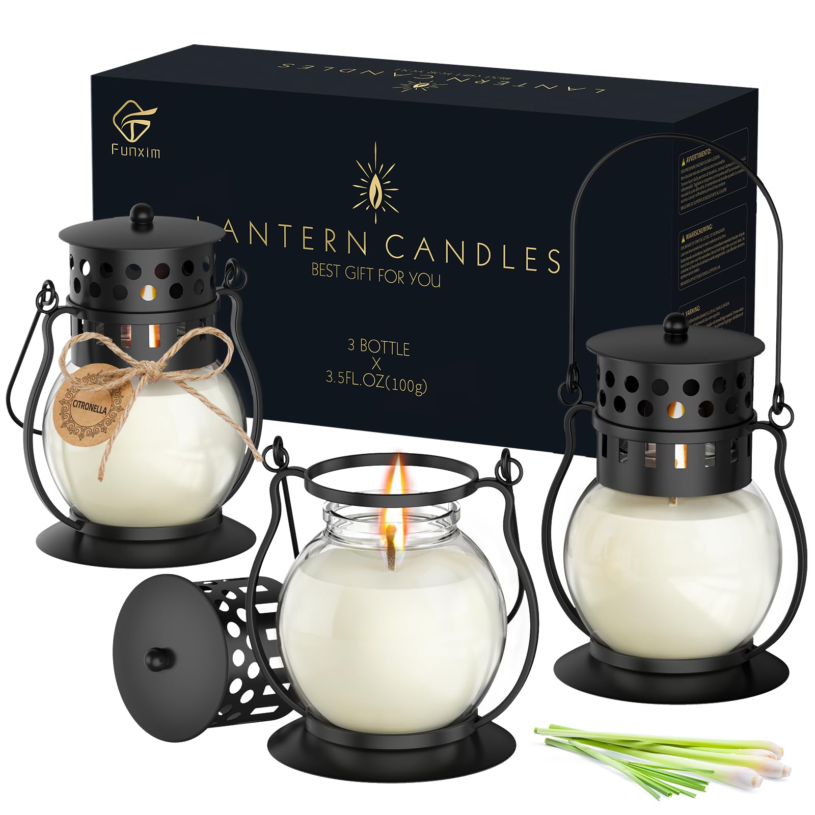 FUNXIM outdoor citronella lantern candle enhances patio ambience