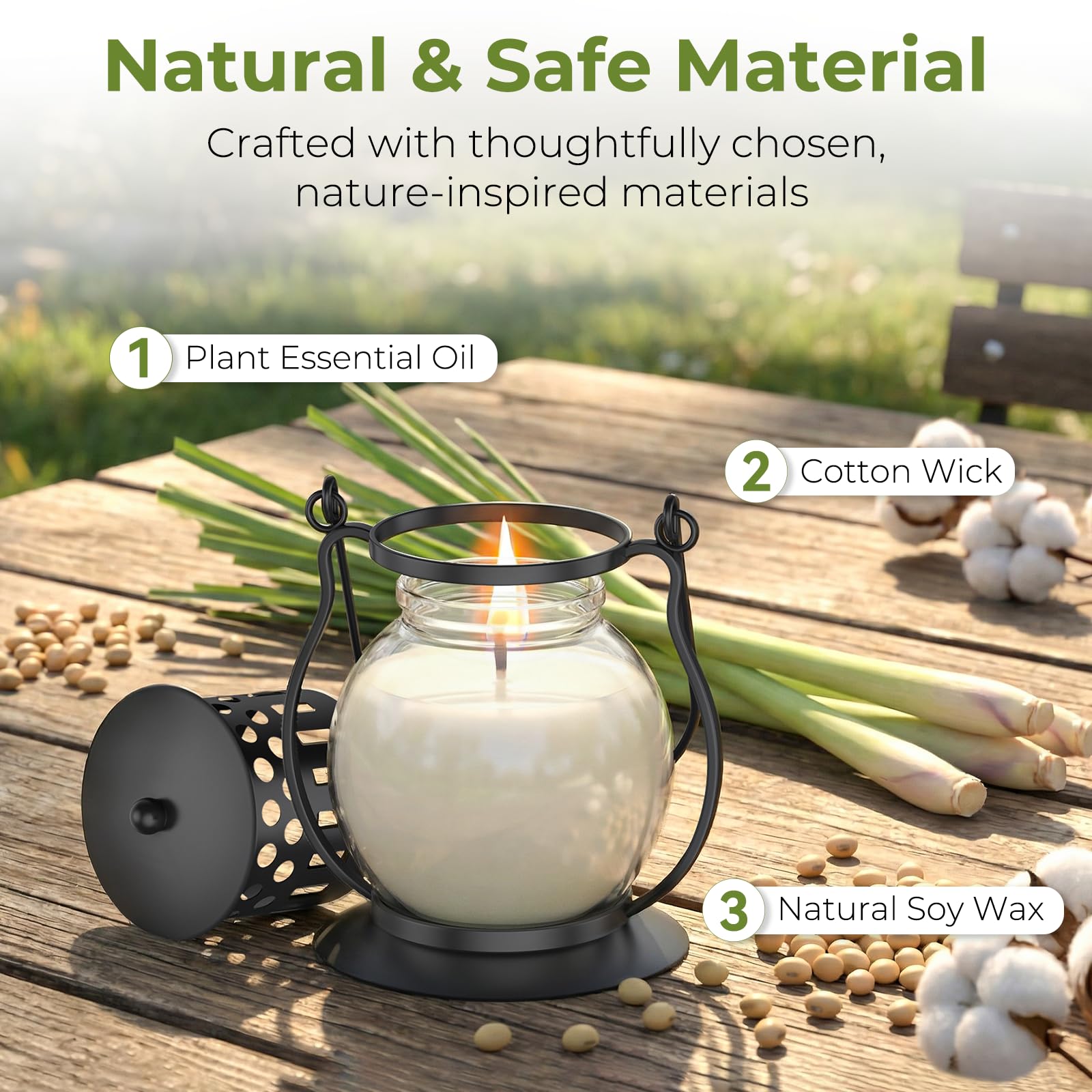 FUNXIM soy wax citronella candle with refreshing scent