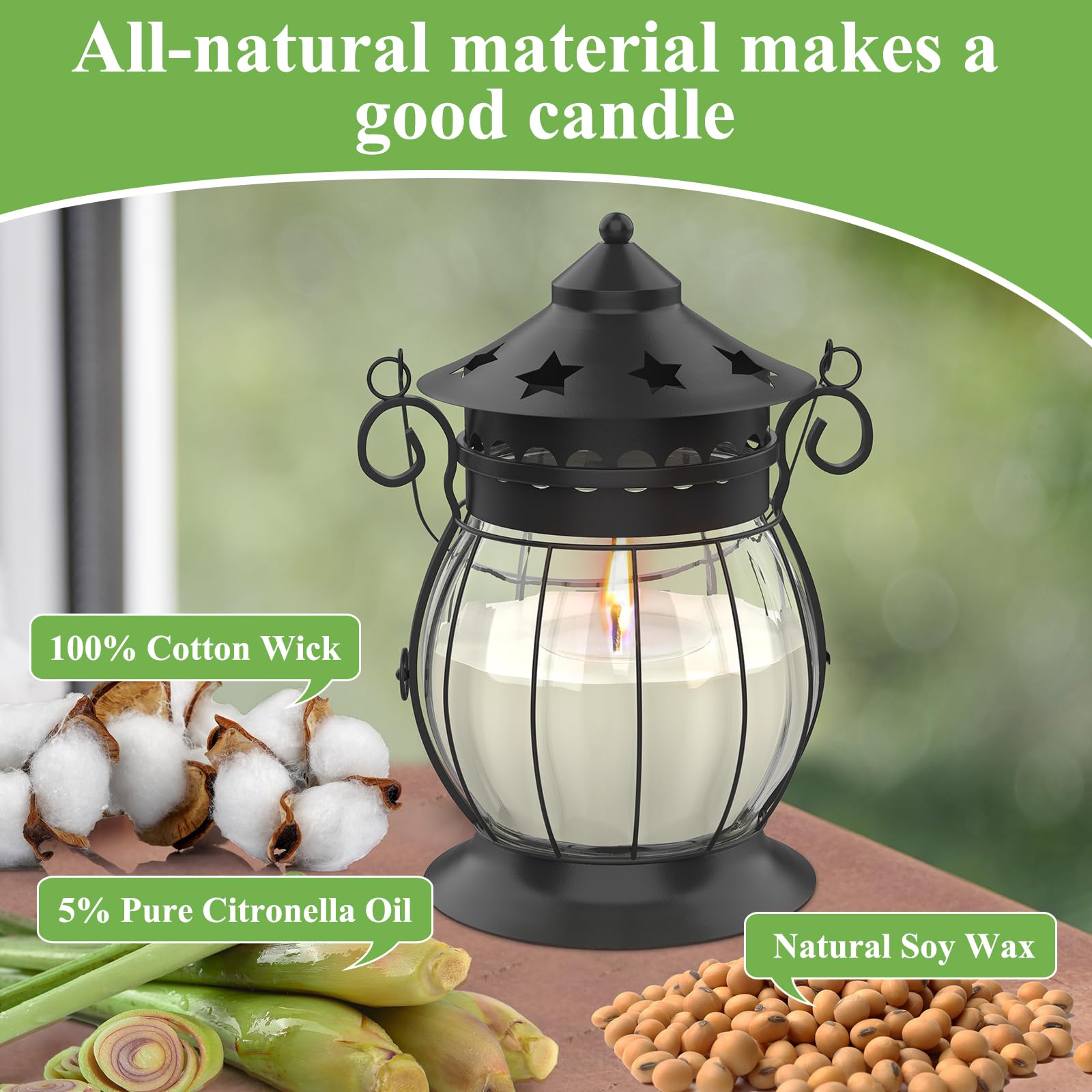 FUNXIM lemongrass soy wax candle delivering a refreshing scent for camping