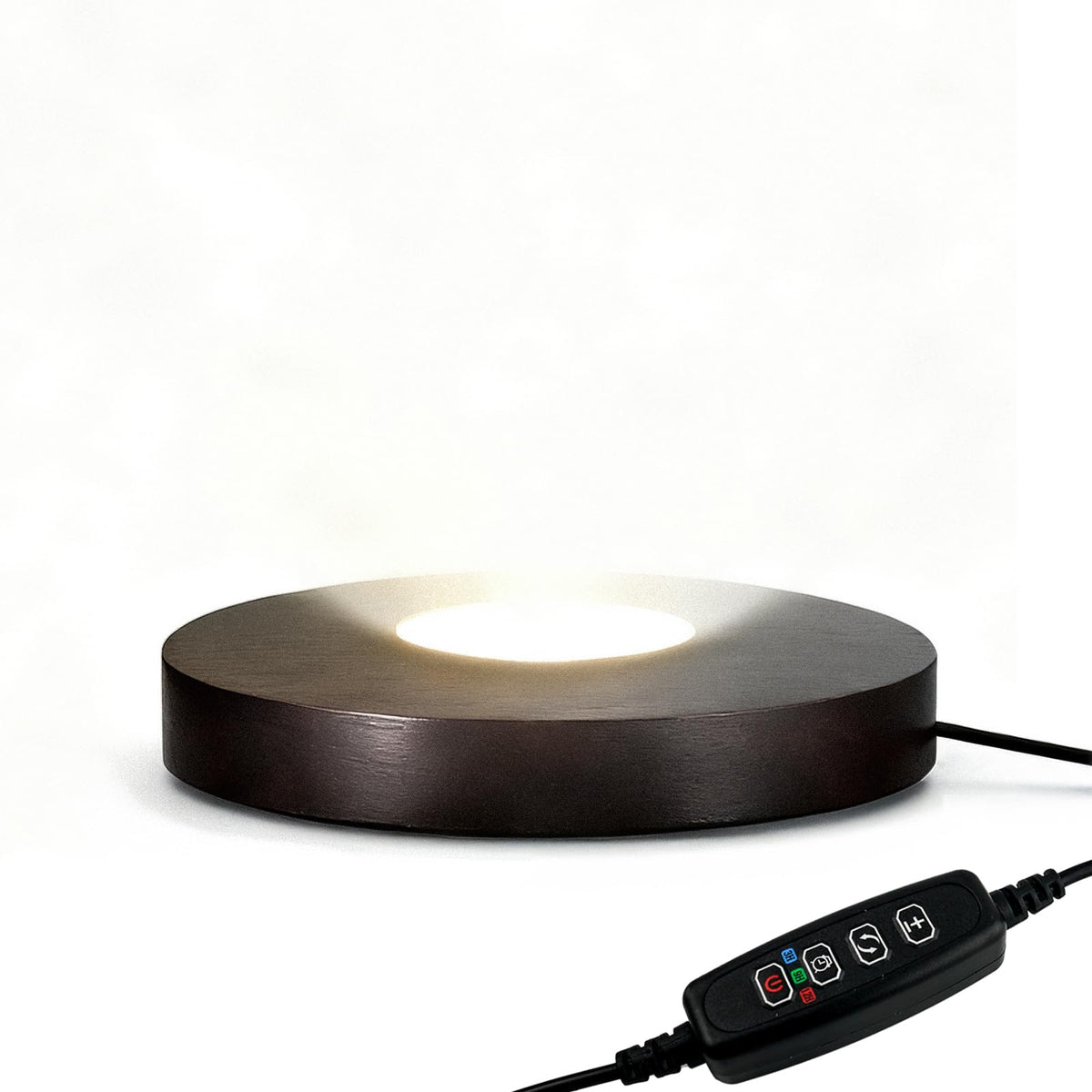 FuoiCorn Wood LED Base illuminates crystal displays for glass art with clean, even lighting.