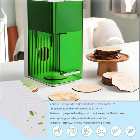 FUOUHEXIE desktop air purifier xTool F1 compatibility highlights simple replacement.