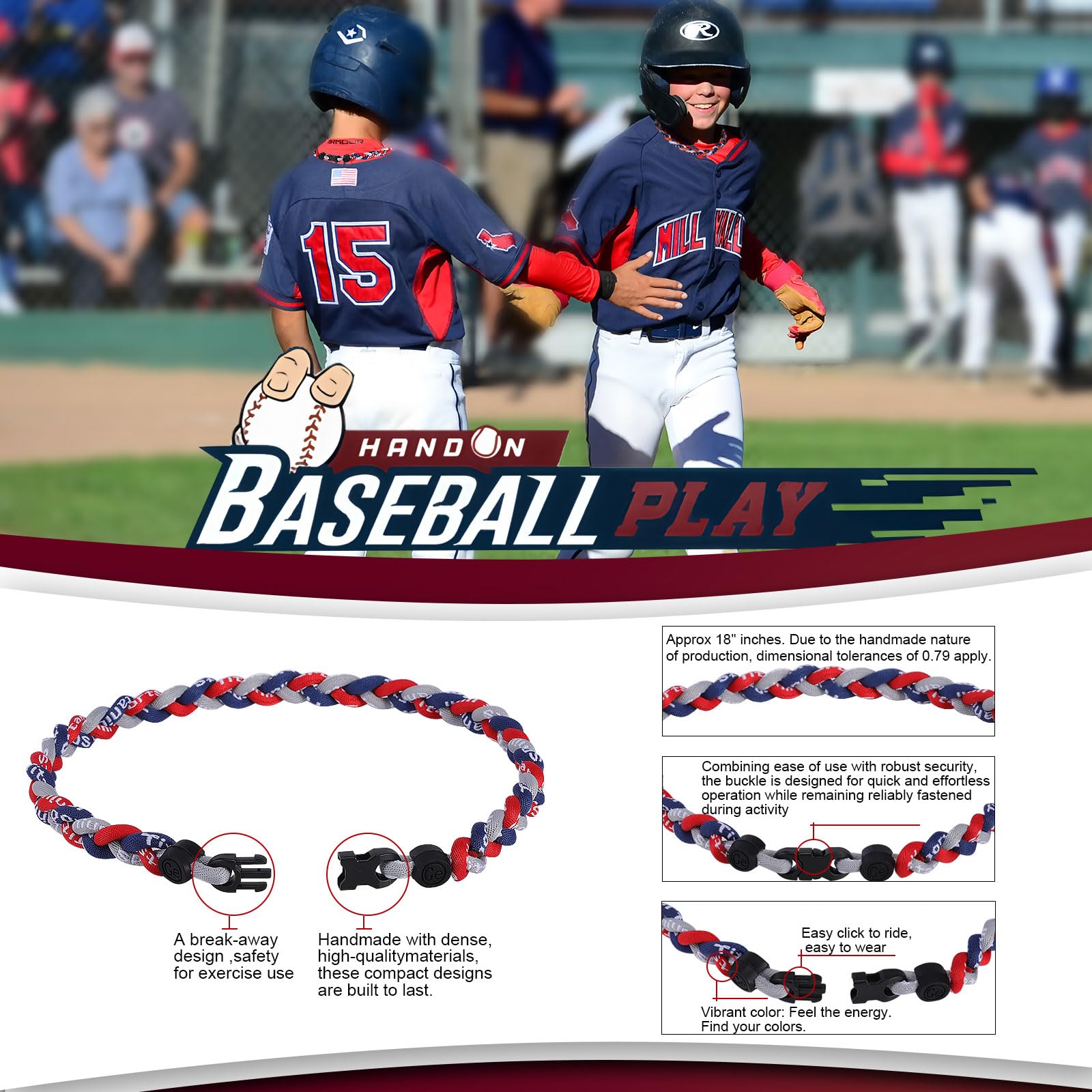 Fupapa baseball necklaces bright colors boost team energy at events.