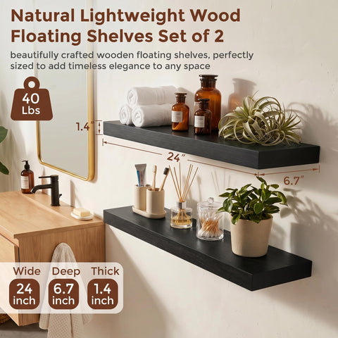 fuqing 24-inch wide shelves on wall demonstrate space-saving display for living room.