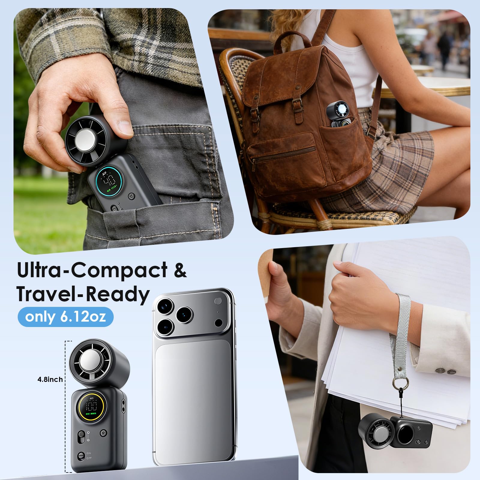 FurBall USB-C charging keeps the power up during trips.