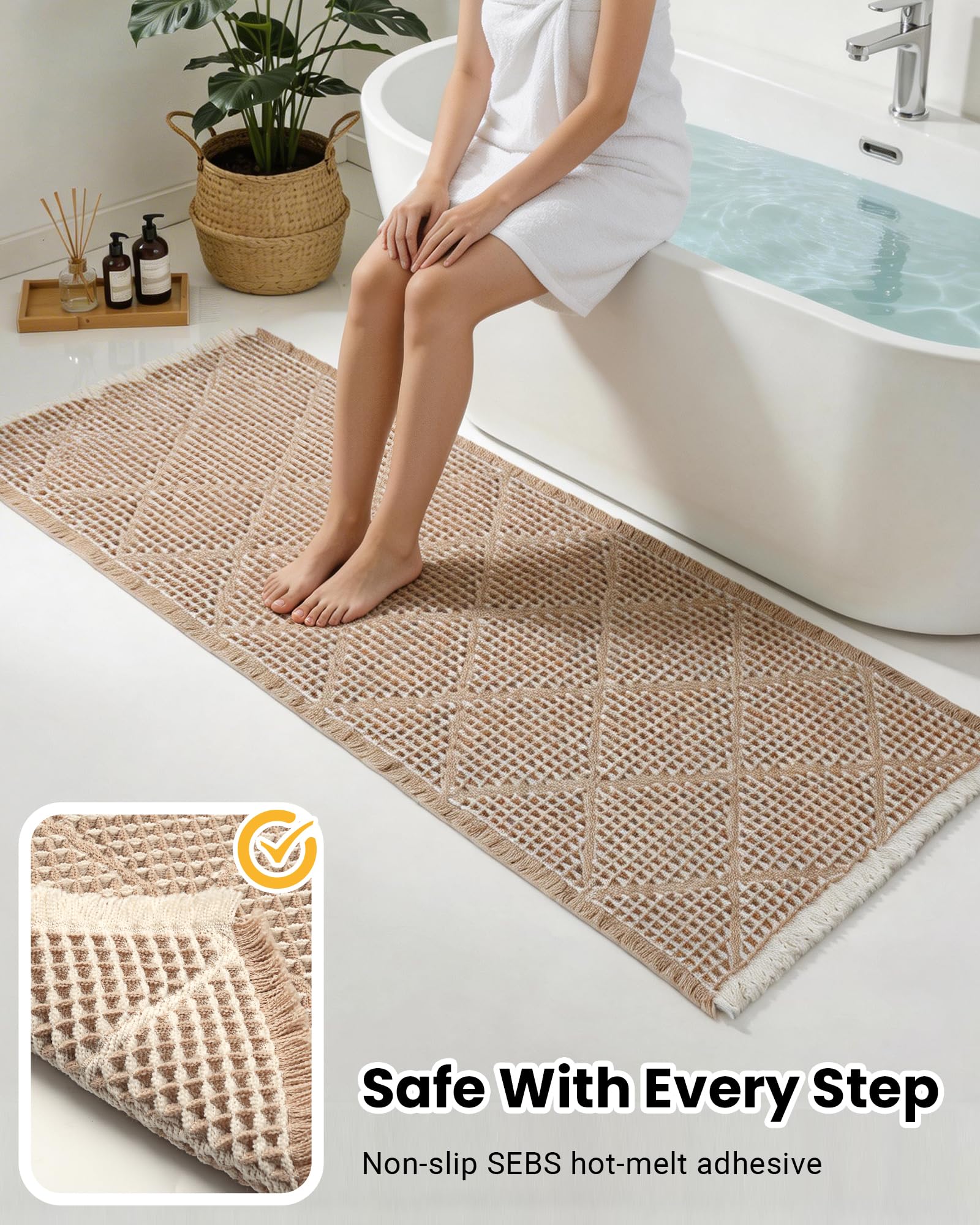 Furicher machine-washable kitchen rug for easy care and long-lasting softness