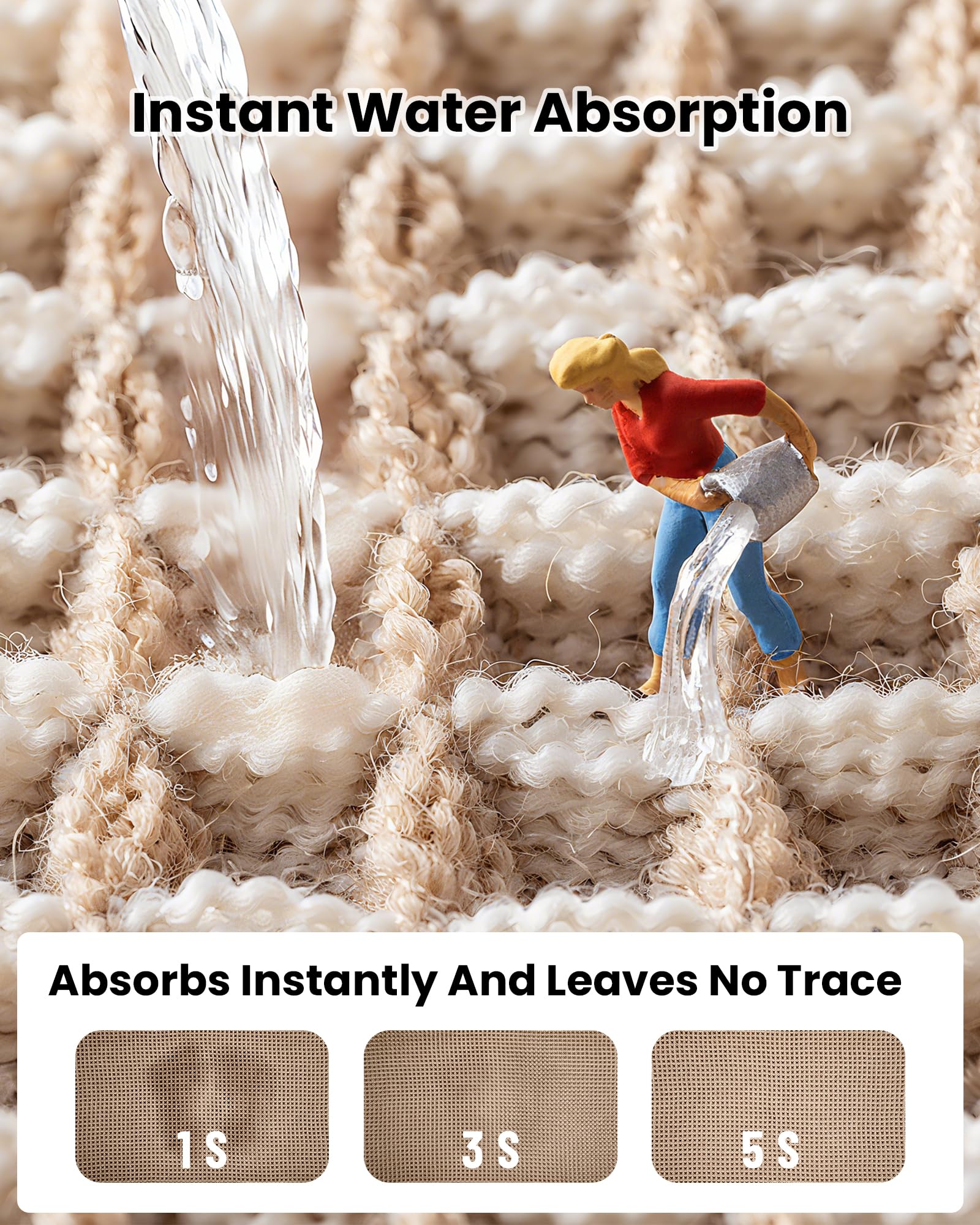 Furicher rug with SEBS-backed bottom stays secure on wood or tile floors