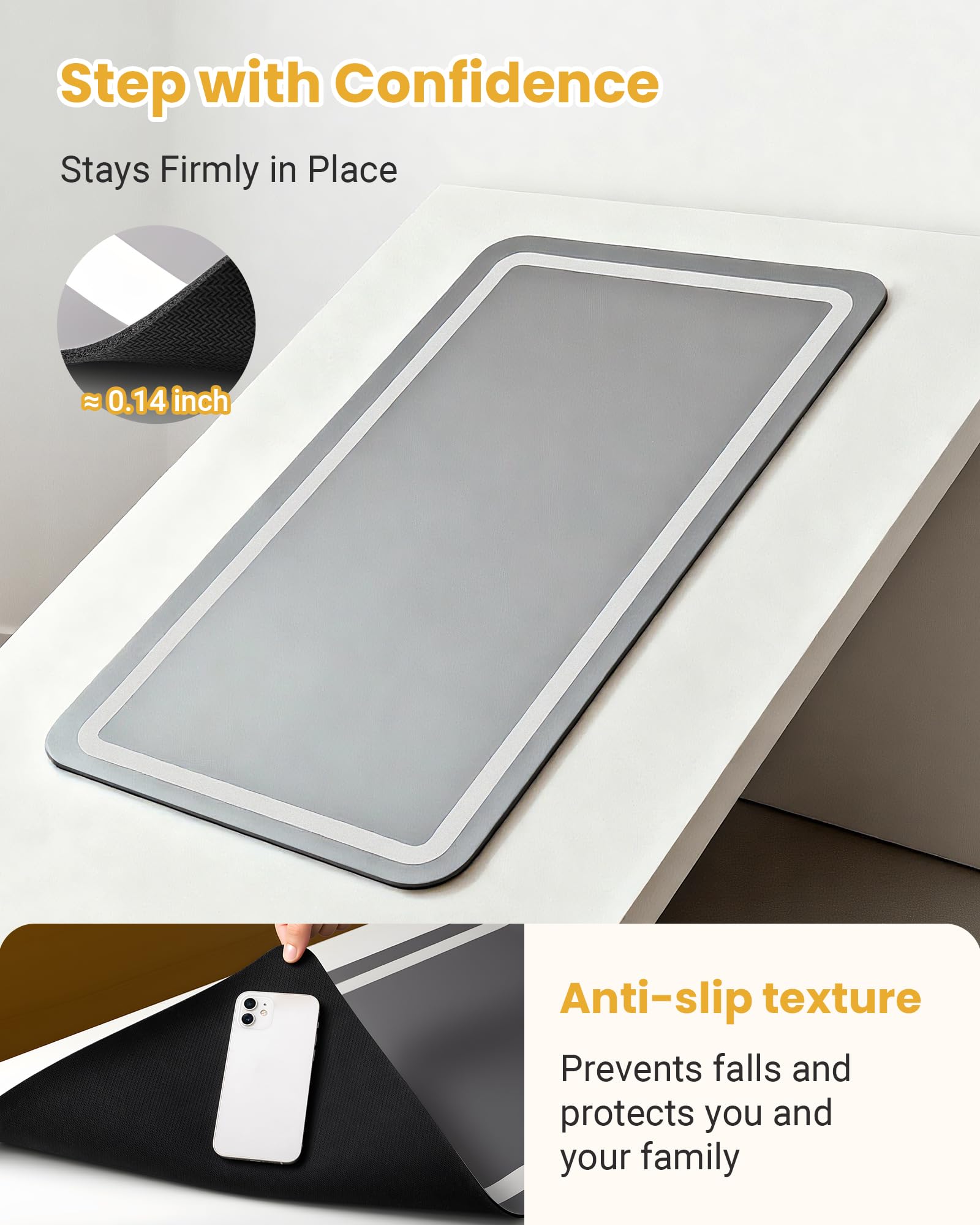 Furicher space-saving two-piece bath mat set doubles as kitchen or pet area mats