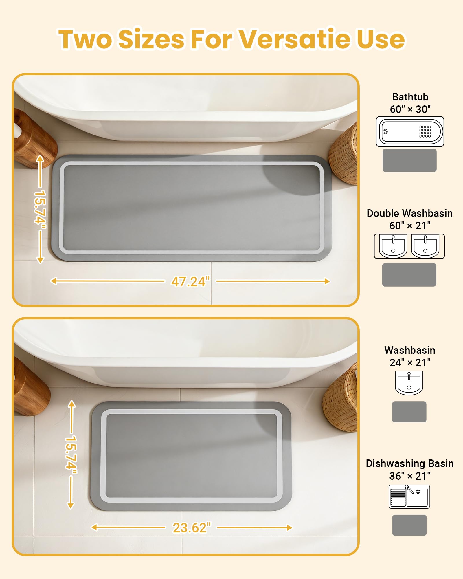 Furicher stone-mat-style design offers a modern look and versatile use