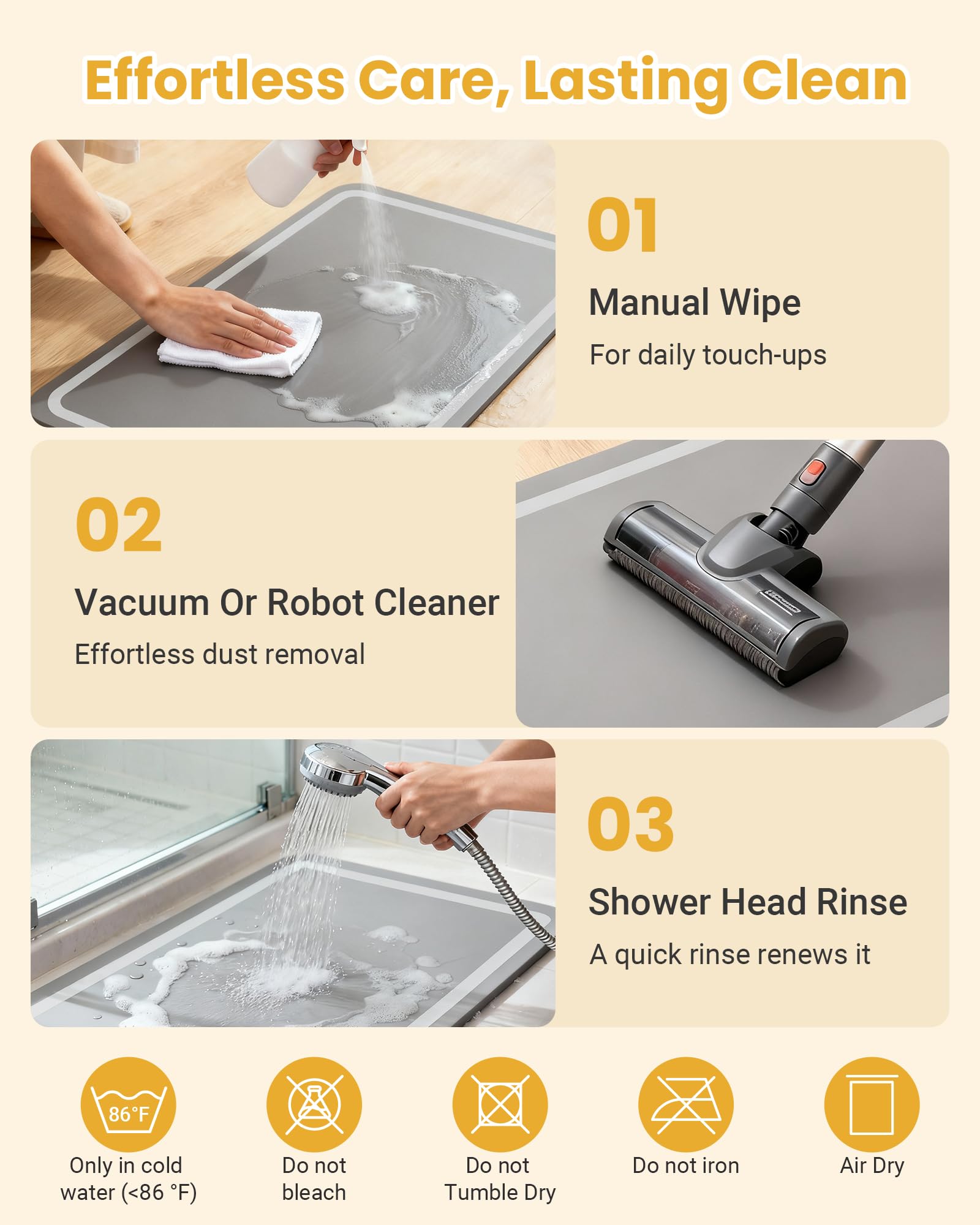 Furicher wipe-and-go cleaning demonstrates easy spot-clean maintenance