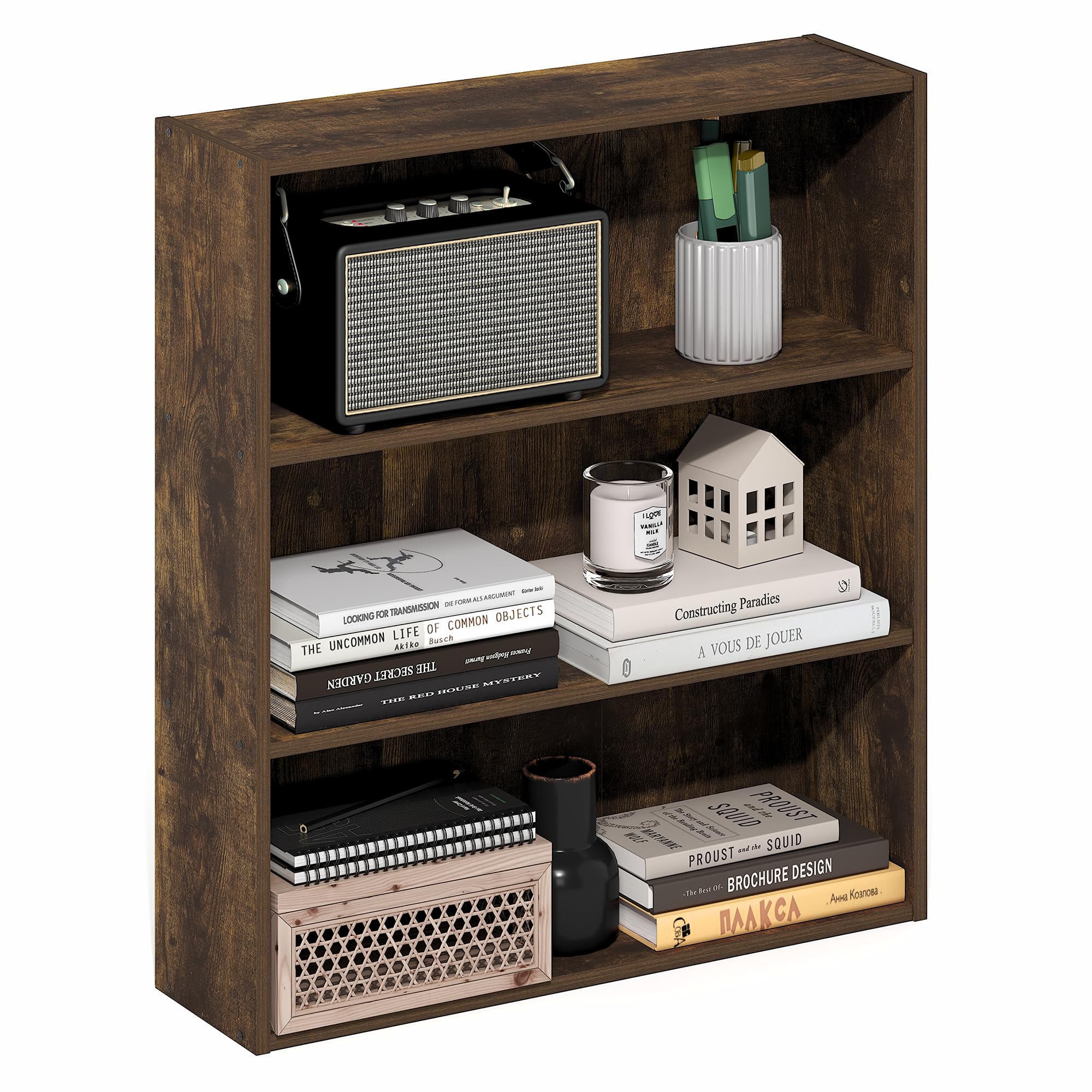 Furinno Basic Book Shelf with 3-tier open shelves for easy book display.