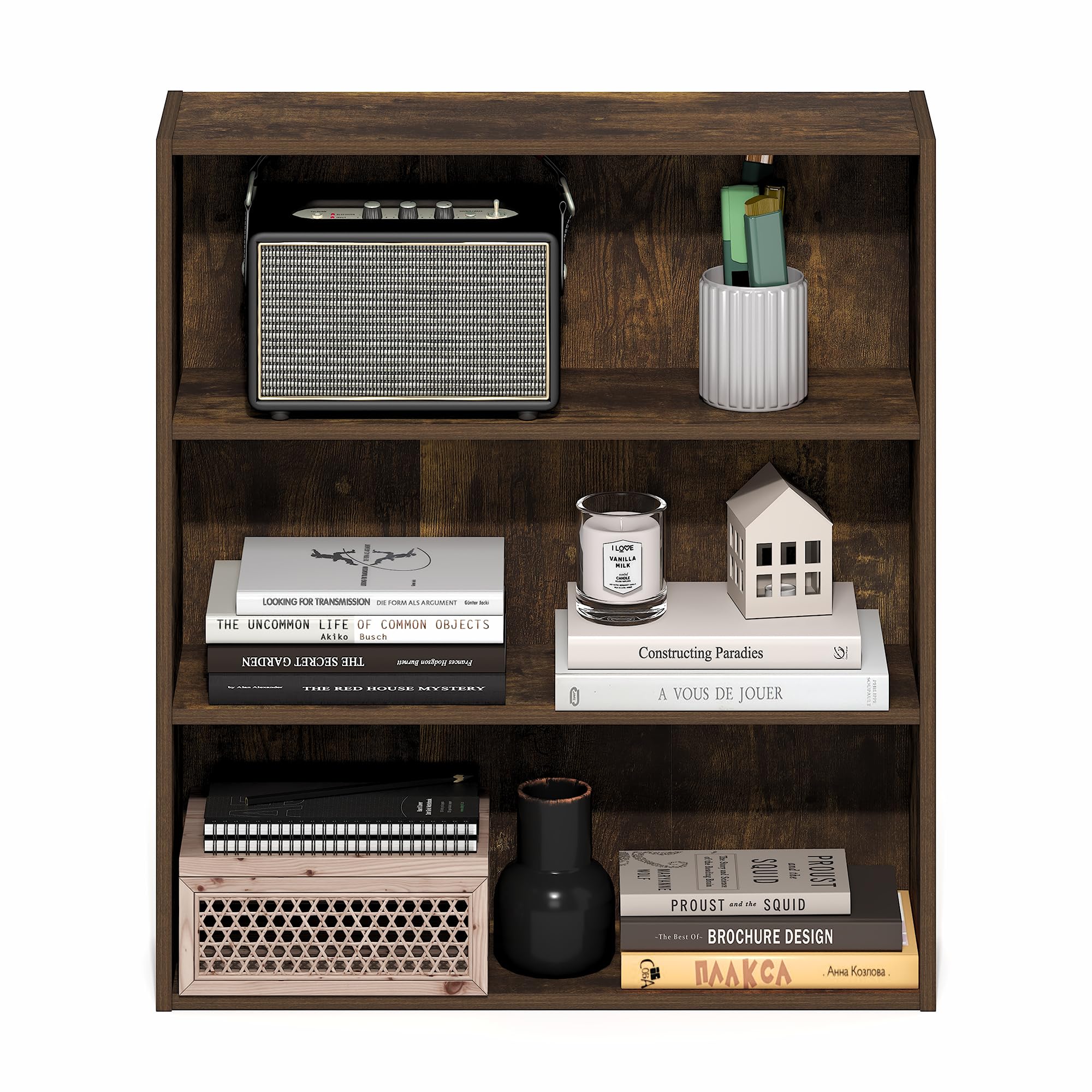 Furinno Basic Book Shelf sturdy composite wood supports long-term daily use.
