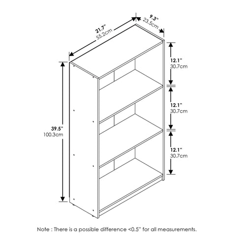 Each shelf supports up to 15 lbs for items.