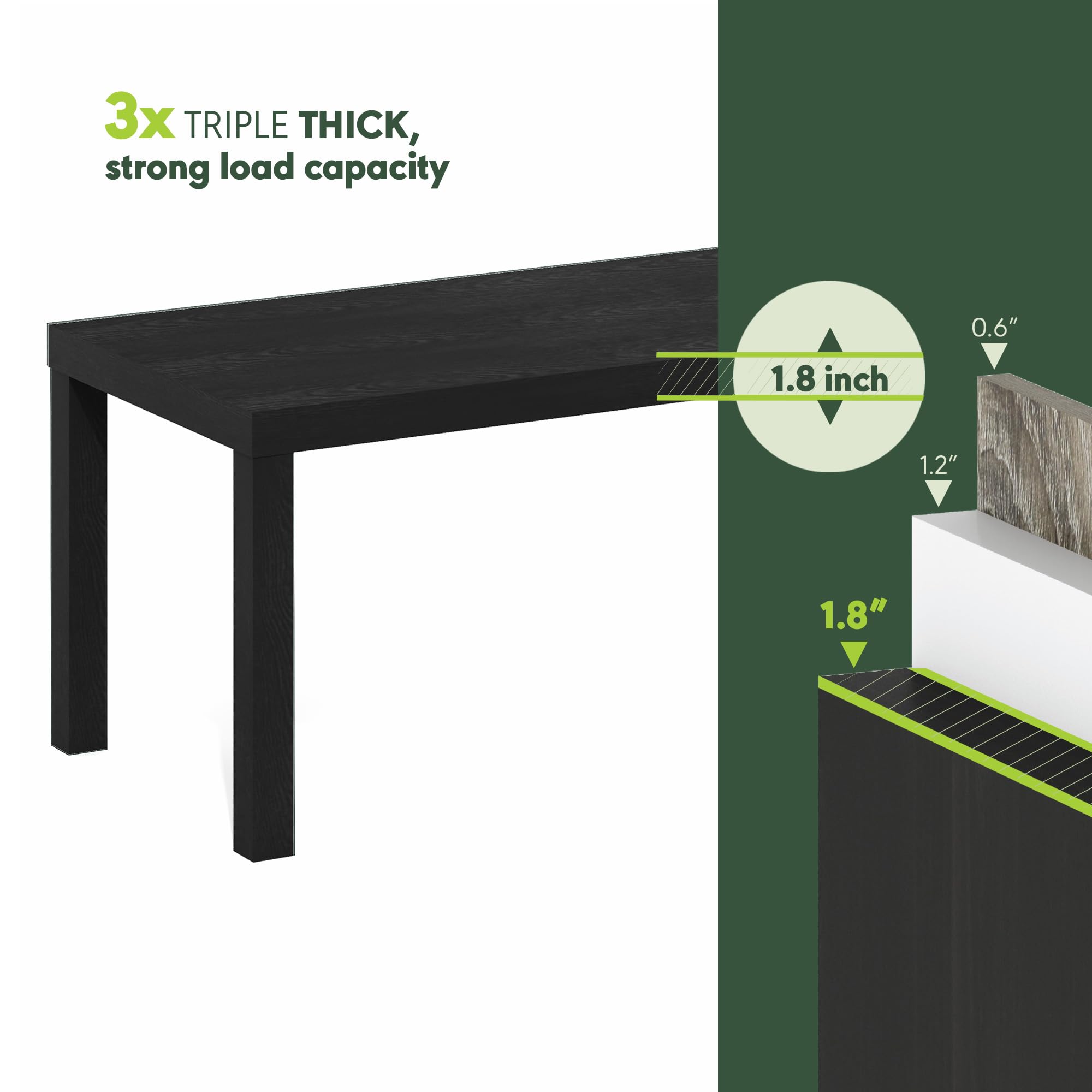 Furinno Classic coffee table dimensions show generous surface area for living room essentials.