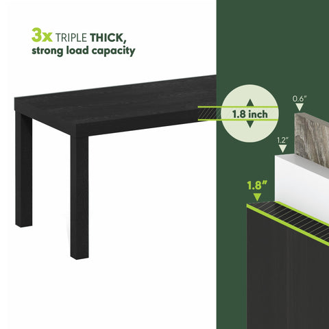 Furinno Classic coffee table dimensions show generous surface area for living room essentials.