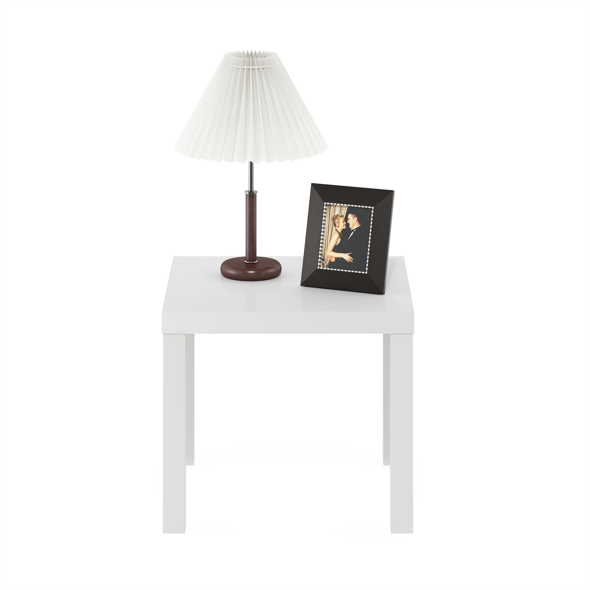 Furinno Classic Side Table features a storage shelf for books and accessories.
