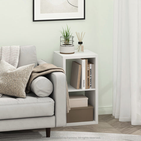 Furinno Cubicle two-cube storage white side view demonstrating versatile placement