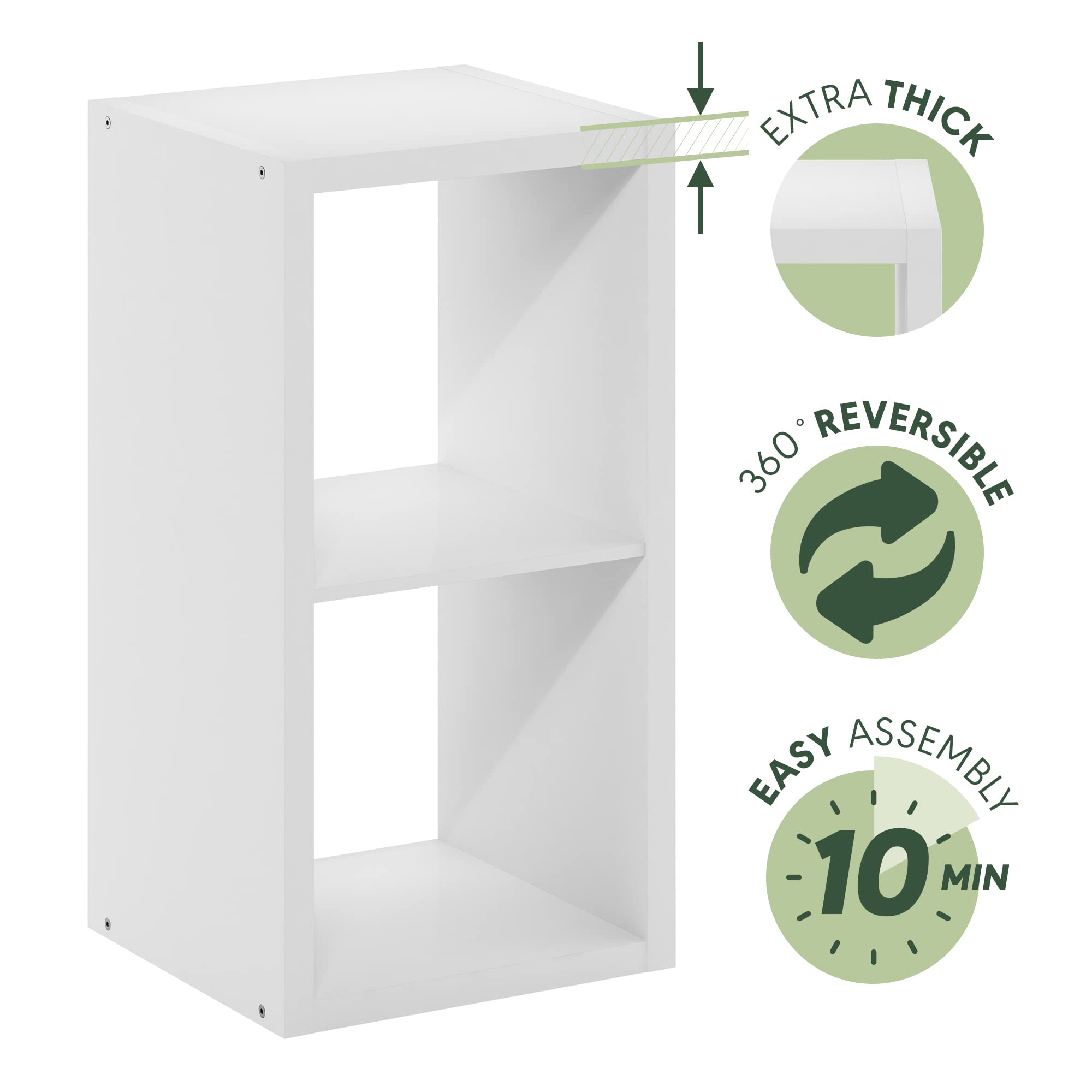 Furinno Cubicle two-cube storage white top view highlighting spacious compartments