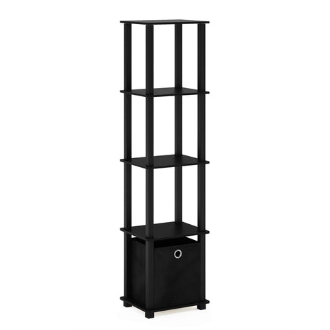 Furinno fabric bin storage keeps loose items neatly out of sight.