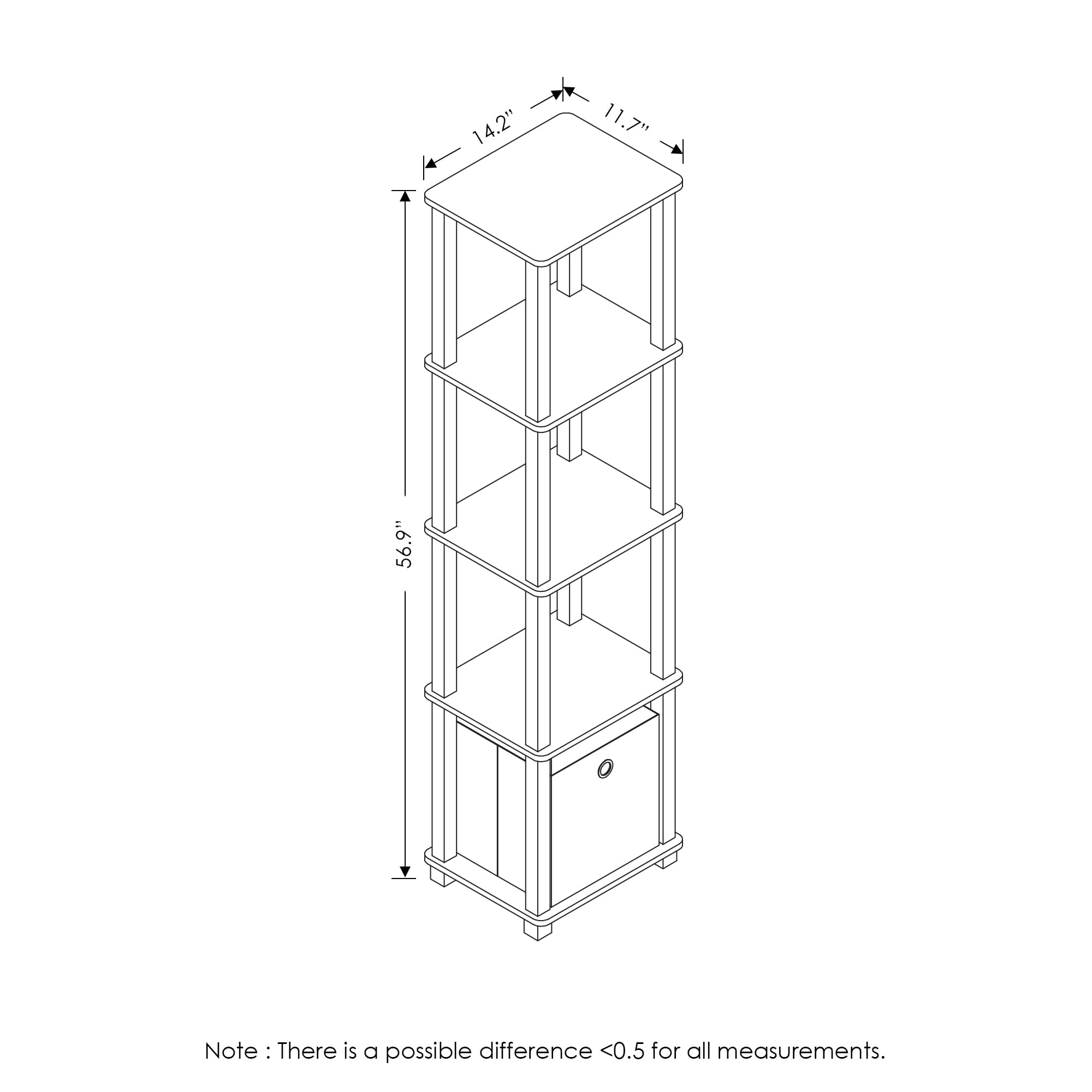 Furinno five-tier open shelf in black showcasing books, plants, and decor.