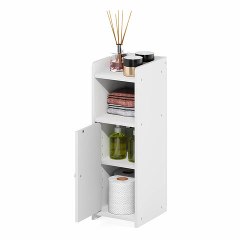 Furinno Fulda adjustable shelves adapting to bottles of varying heights