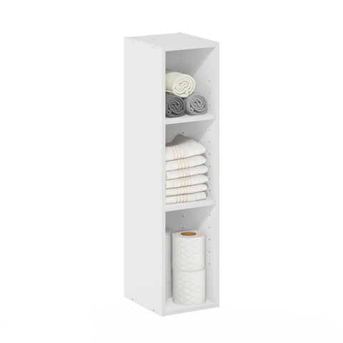 Furinno Fulda book shelf front view, slim 8-inch width fits compact spaces.