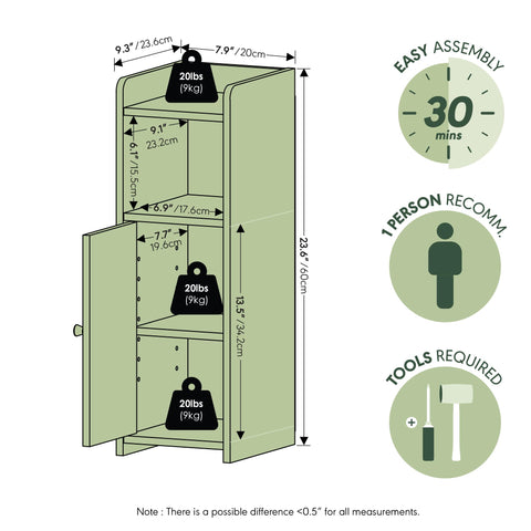 Furinno Fulda door-closed storage hiding toiletries for a tidy room