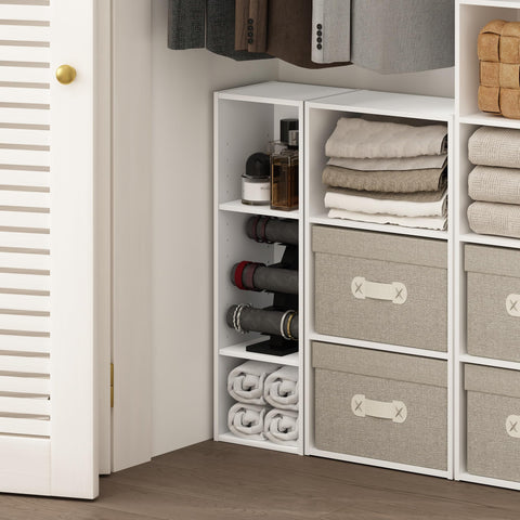 Furinno Fulda slim book shelf side view showcases compact, sturdy construction