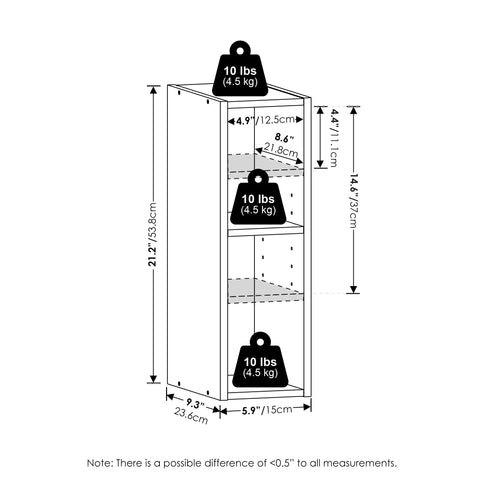 Furinno Fulda two-tier open shelves organize books and decor.