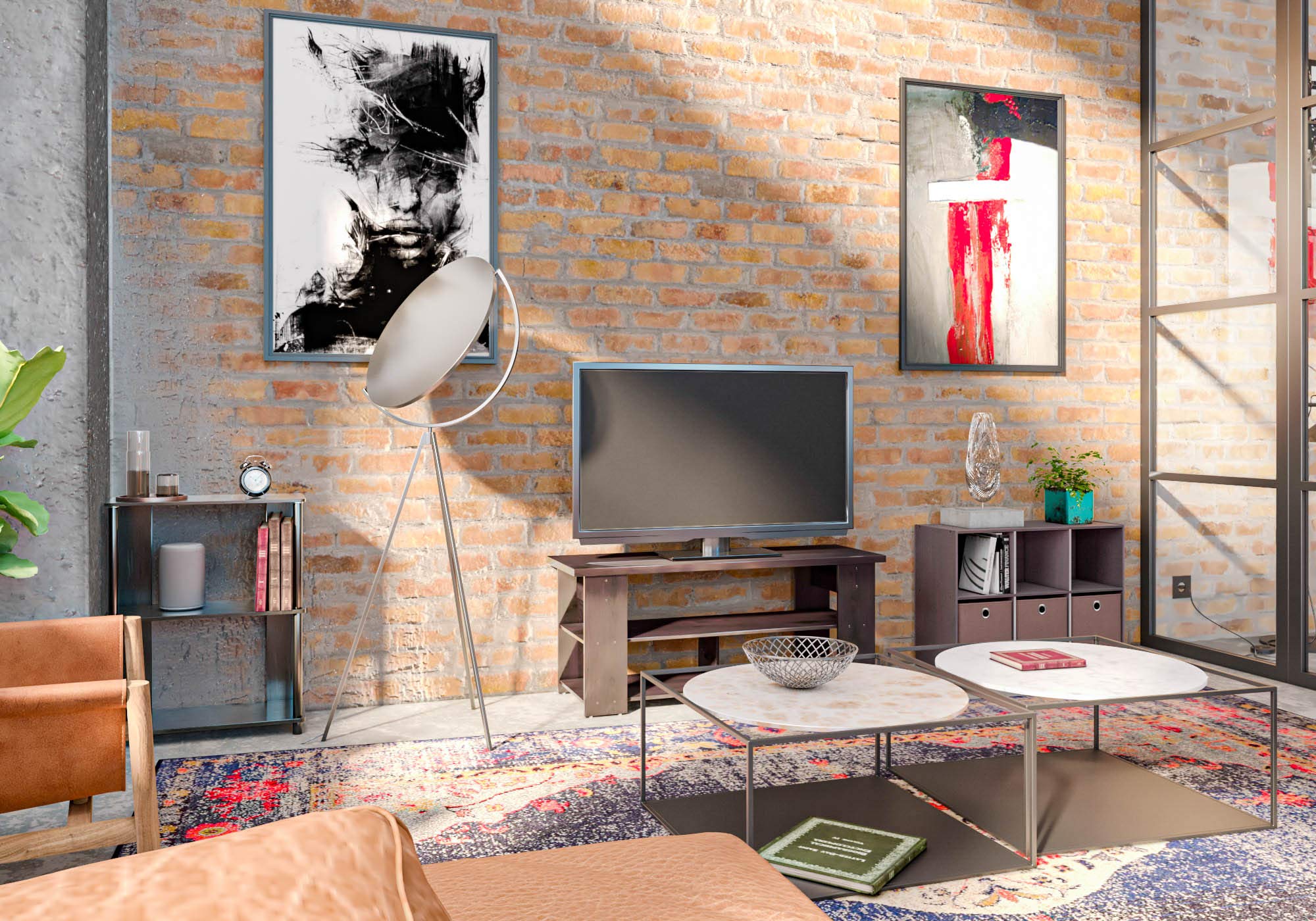 Furinno JAYA 3-Tier Bookcase front display with books and décor.