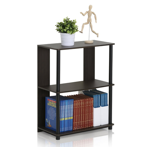 Furinno JAYA 3-Tier Bookcase side view showing slim profile for tight spaces.