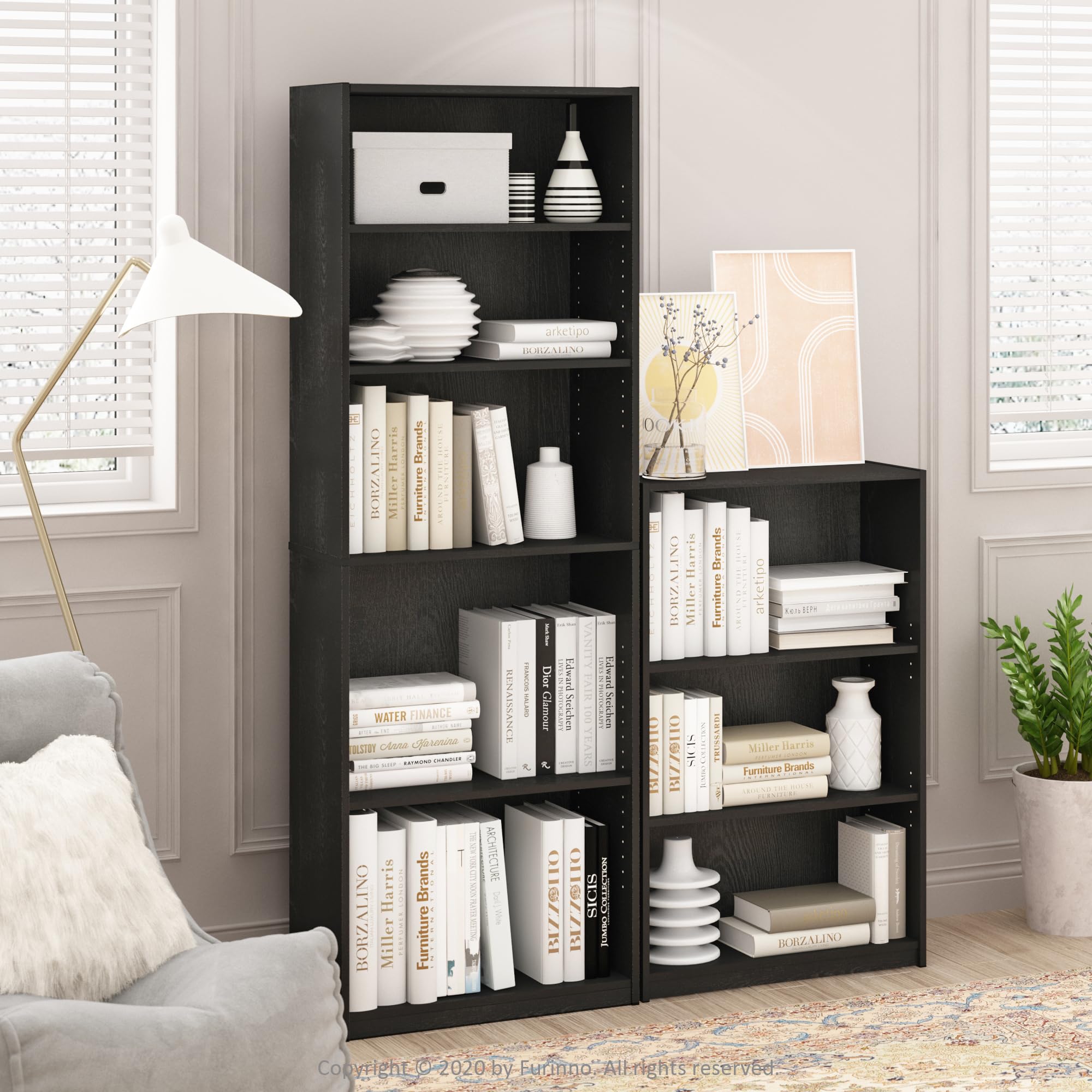 Furinno Jaya 3-Tier Shelf adjustable middle shelf enables versatile storage.